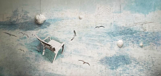 신과의 대화  244x488cm Mixed media 2020